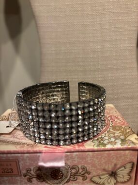 Crystal Pavé Silver Cuff Bracelet